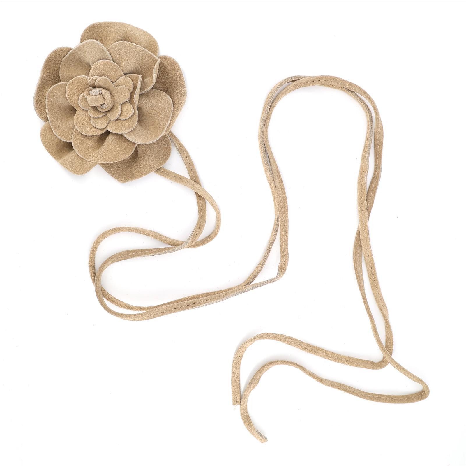 MIRROSI Taillengürtel Blume aus Echtleder zu binden, Einheitsgröße, Made in Italy Einheitsgröße (Geeignet für einen Hüftumfang bis zum ca.150 cm)