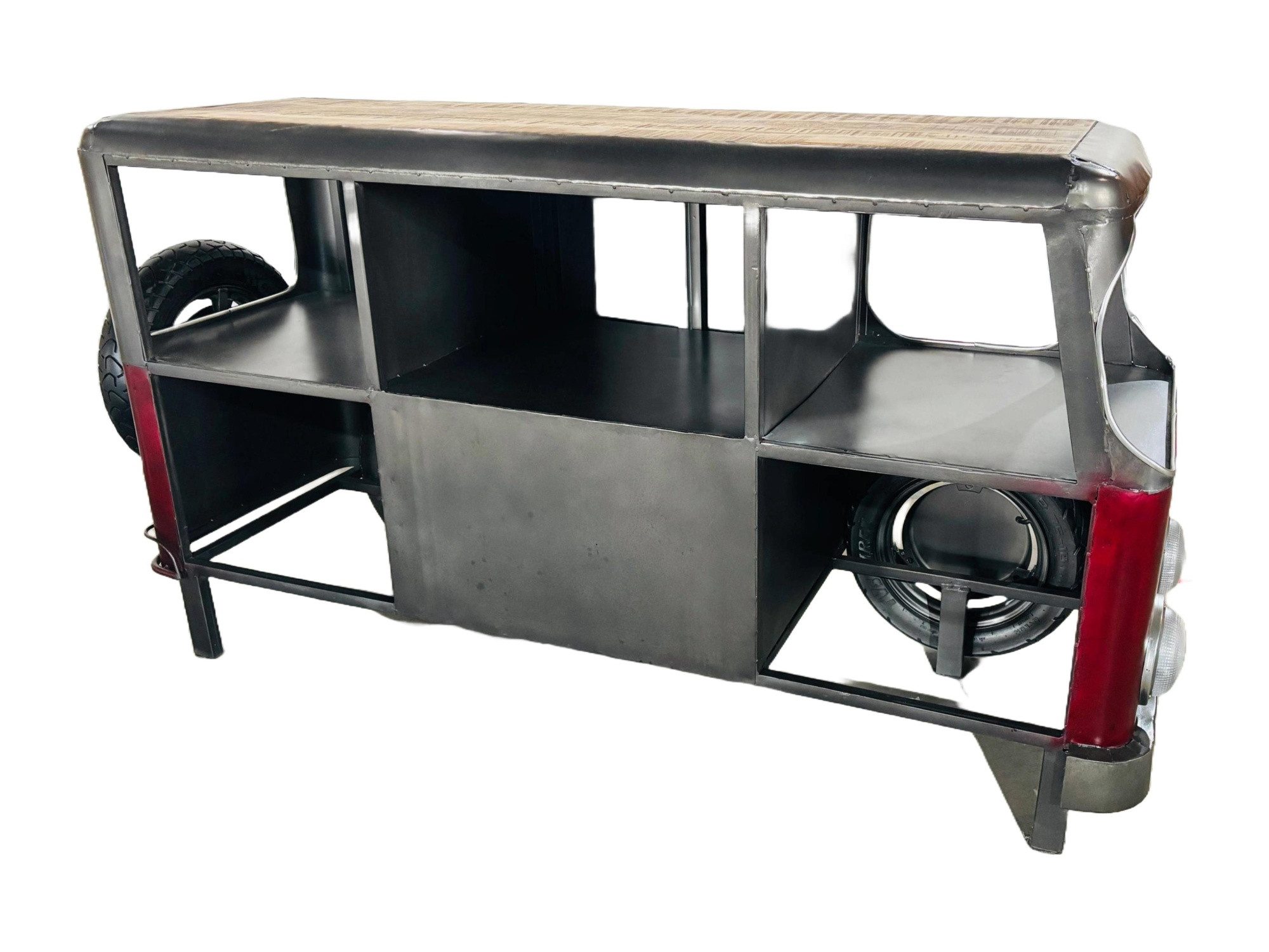 More2Home Sideboard Fahrzeug-Ladentheke, BUS Nr.4, Metall vintage rot/silber