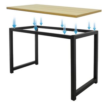 ML-DESIGN Schreibtisch Computertisch aus Holz mit stabiles Metallgestell Arbeitstisch, Schreibtisch Ahorn/Schwarz Rechteckig aus Metall und Holz 120x60x75cm