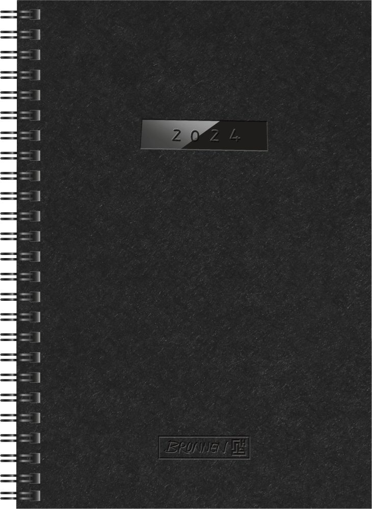 BRUNNEN Buchkalender BRUNNEN Kalender 2024 Buchkalender A5 Wire-O schwarz  10-79605904, mit Eckperforation