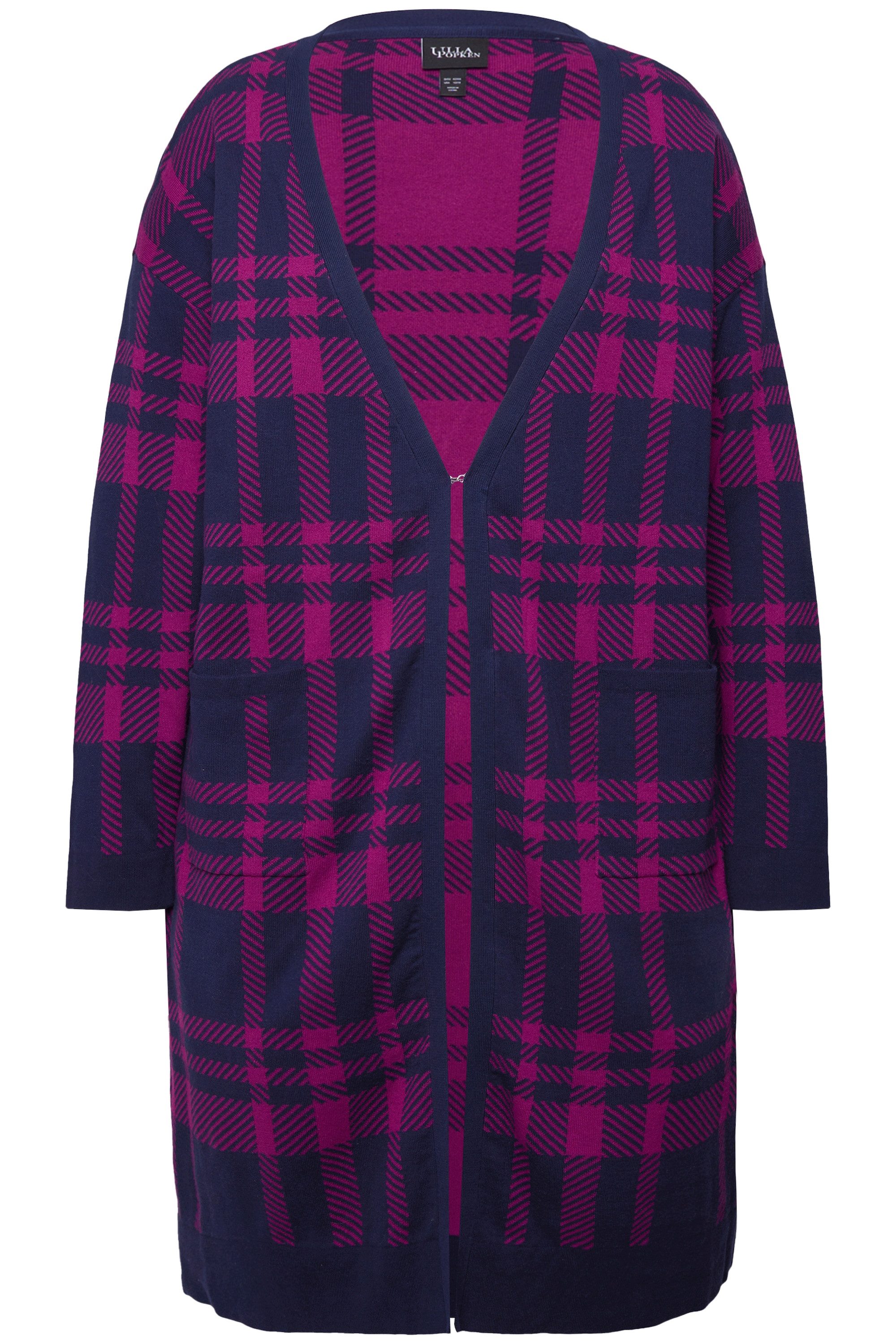 Ulla Popken Strickjacke Strickjacke Karo Oversized günstig online kaufen