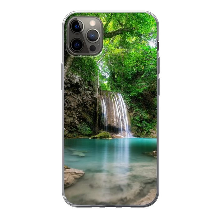 MuchoWow Handyhülle Erawan-Wasserfall in Kanchanaburi Thailand. Handyhülle Apple iPhone 12 Pro Max Smartphone-Bumper Print Handy