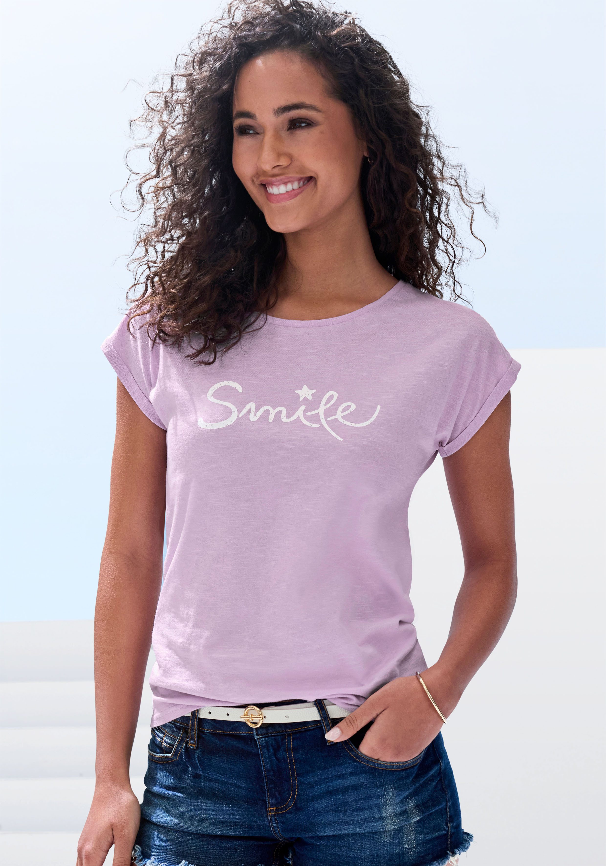 Beachtime T-Shirt "mit Frontdruck "Smile"", aus weicher Baumwoll-Qualität günstig online kaufen