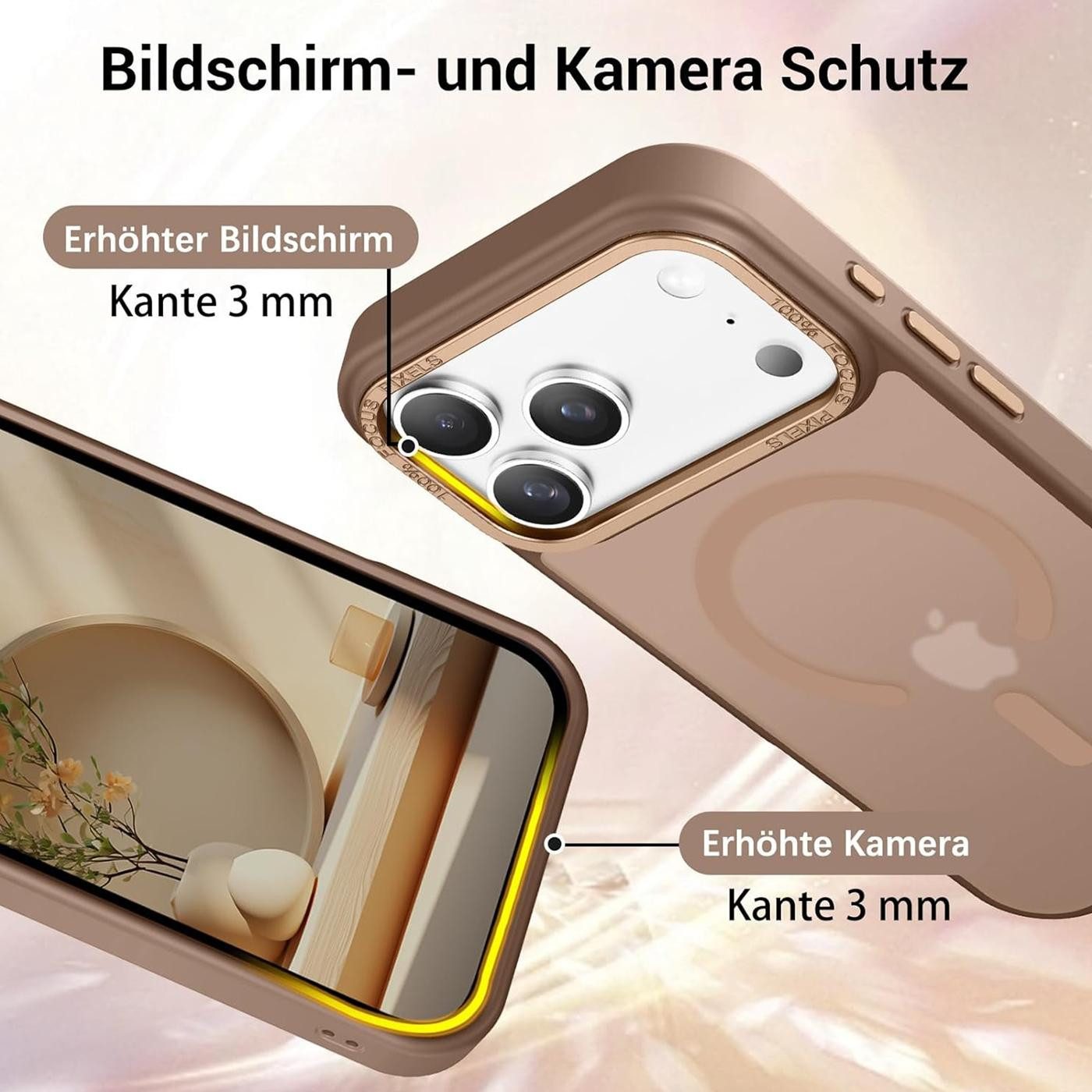 CoolGadget Handyhülle Magnet Hülle für iPhone 17 Pro Max Schutzhülle mit Metall Kamerarahmen 6,9 Zoll, magnetisches Schutzcase Matt Stoßfest kompatibel mit Magsafe Zubehör