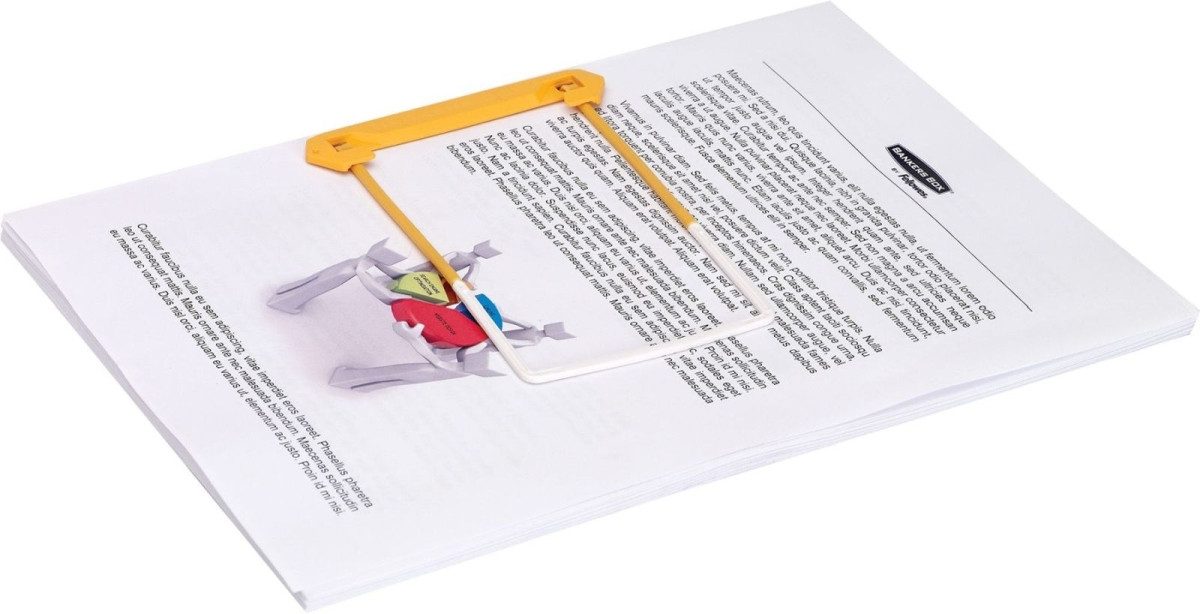 Bankers Box® Aktenordner Archivclip Tube Clip Kunststoff 3-teilig weiß/gelb VE=100 Stück