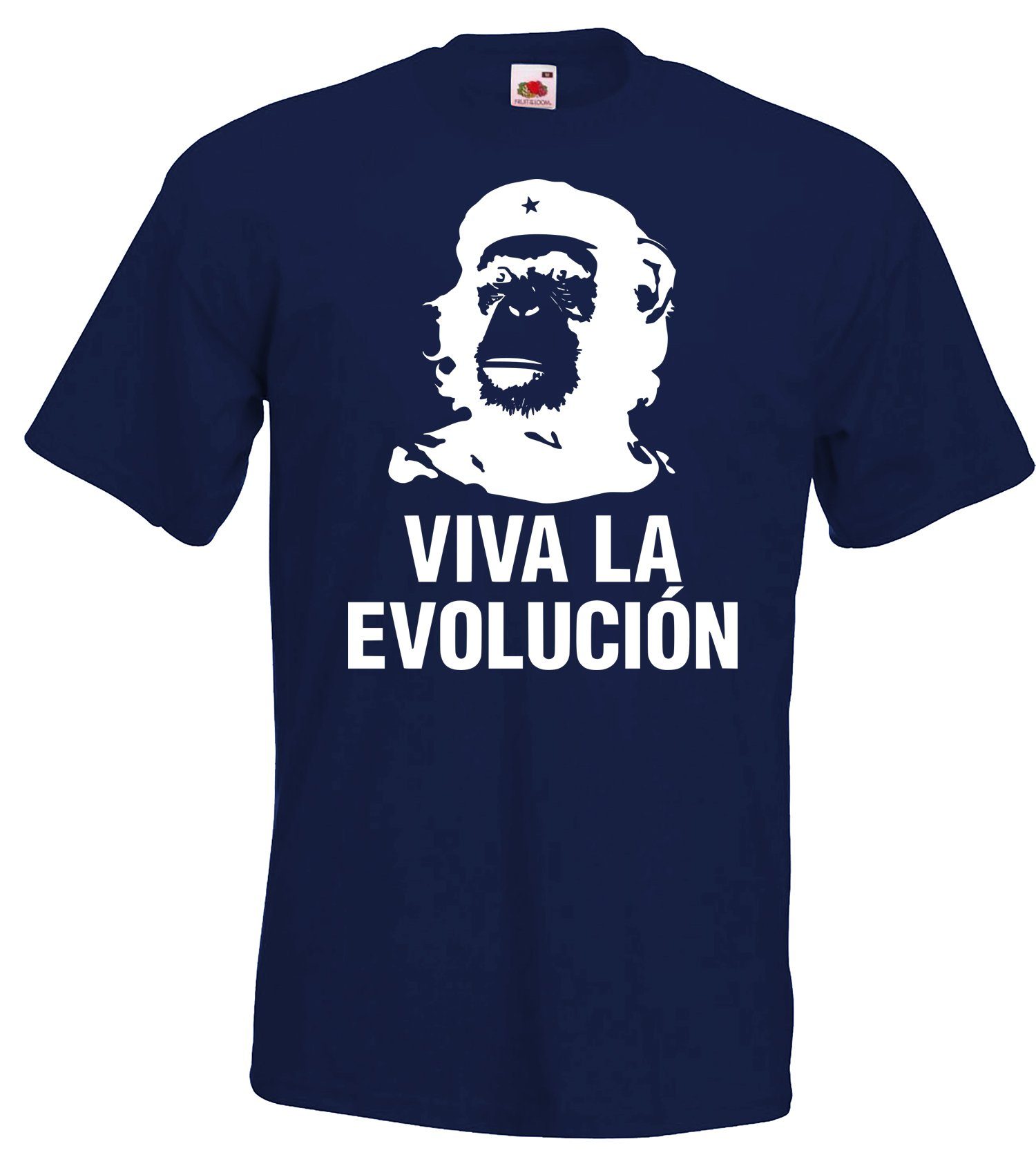 Designz Herren la mit Navyblau Frontdruck Viva T-Shirt Youth trendigem Fun T-Shirt Evolucion