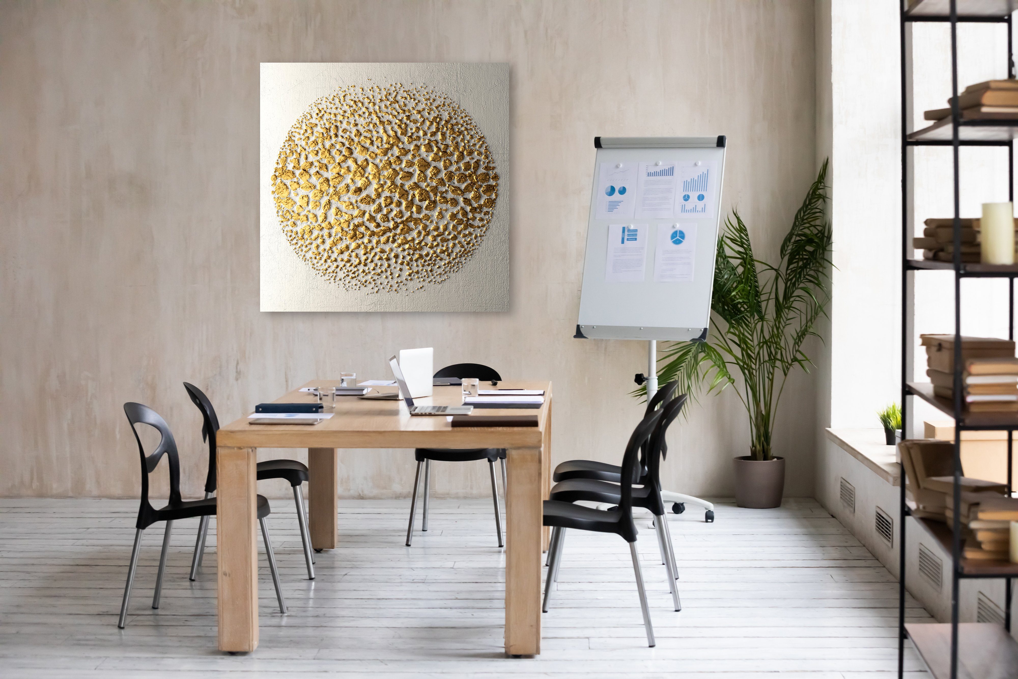 OTTO home Leinwandbild Golden Ball, Abstrakt, Abstrakte, Kunst, Modern (1 St), Akustikbild mit sehr guten Schallabsorptions-Eigenschaften