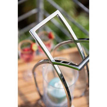 Fink Windlicht Windlicht Maddox - silber - Edelstahl / Glas - H.54cm x B.13,5cm (1 St., Edelstahlkorpus mit Glaseinsatz), outdoorgeeignet