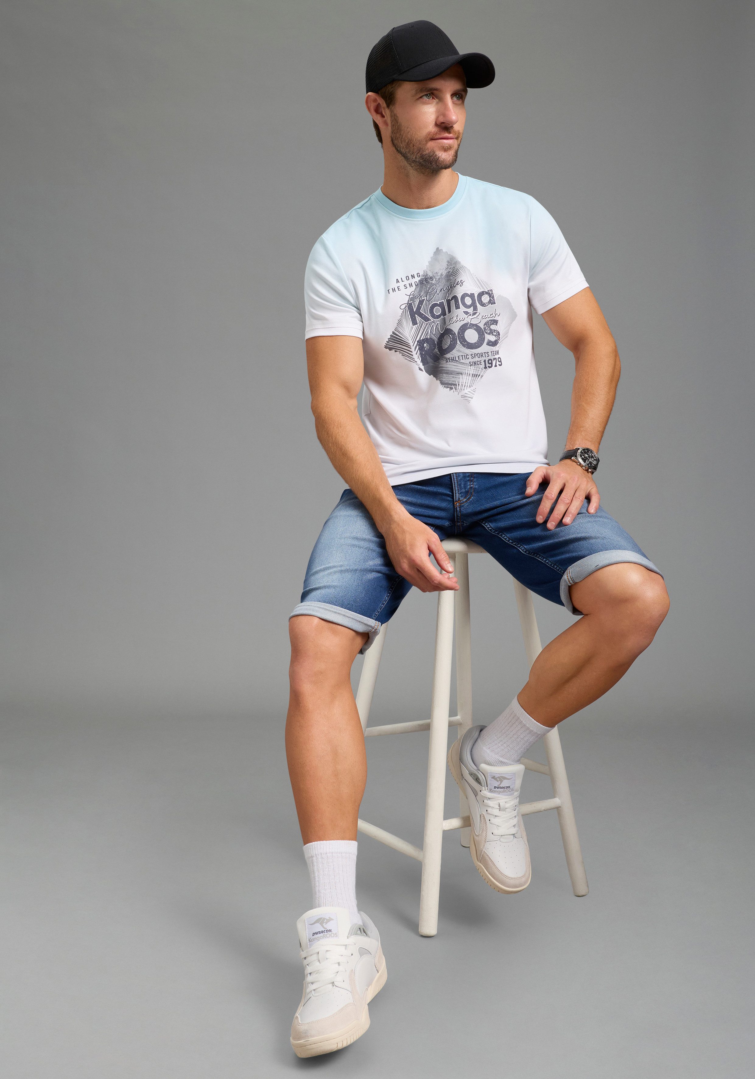 KangaROOS T-Shirt schmale Passform, Halbarm, angesetztes Bündchen am Ärmelabschluss – Bild 5 von 5