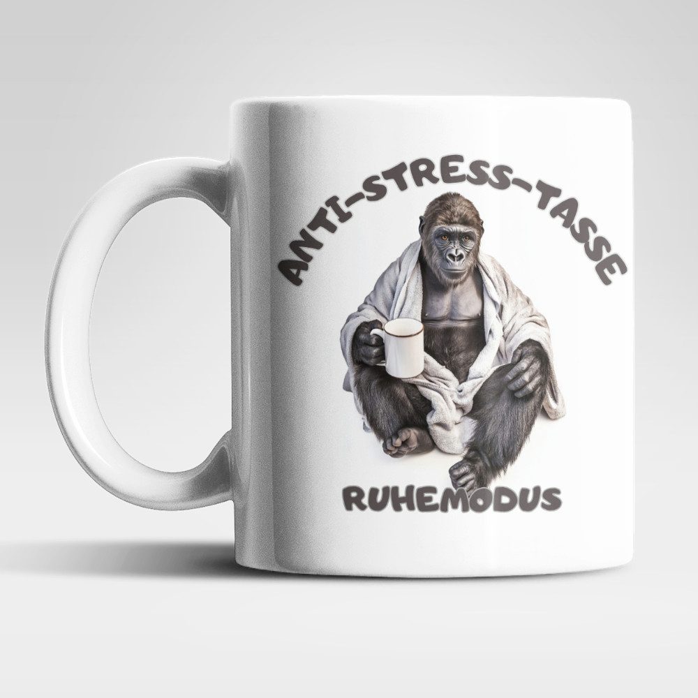 WS-Trend Tasse Anti Stress Ruhemodus Gorilla Kaffeetasse Teetasse Tasse Geschenkidee, keramik