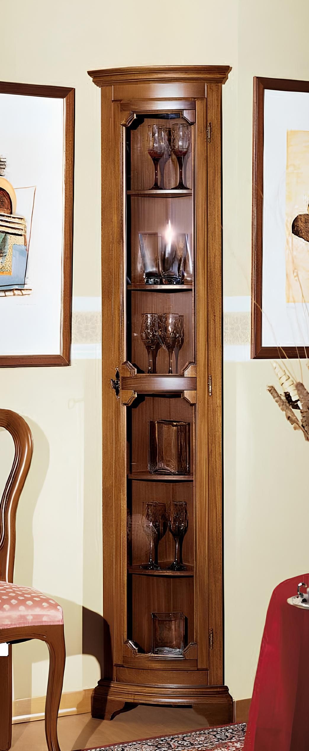 Eckvitrine Design Möbel Italienische Braun Vitrine Holz Luxus Schränke Klassische