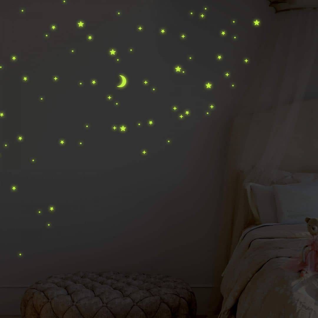 K&L Wall Art Wandtattoo Leuchtsterne Sternenhimmel Schlafzimmer 40x60cm selbstklebend, Kinderzimmer Leuchtbild