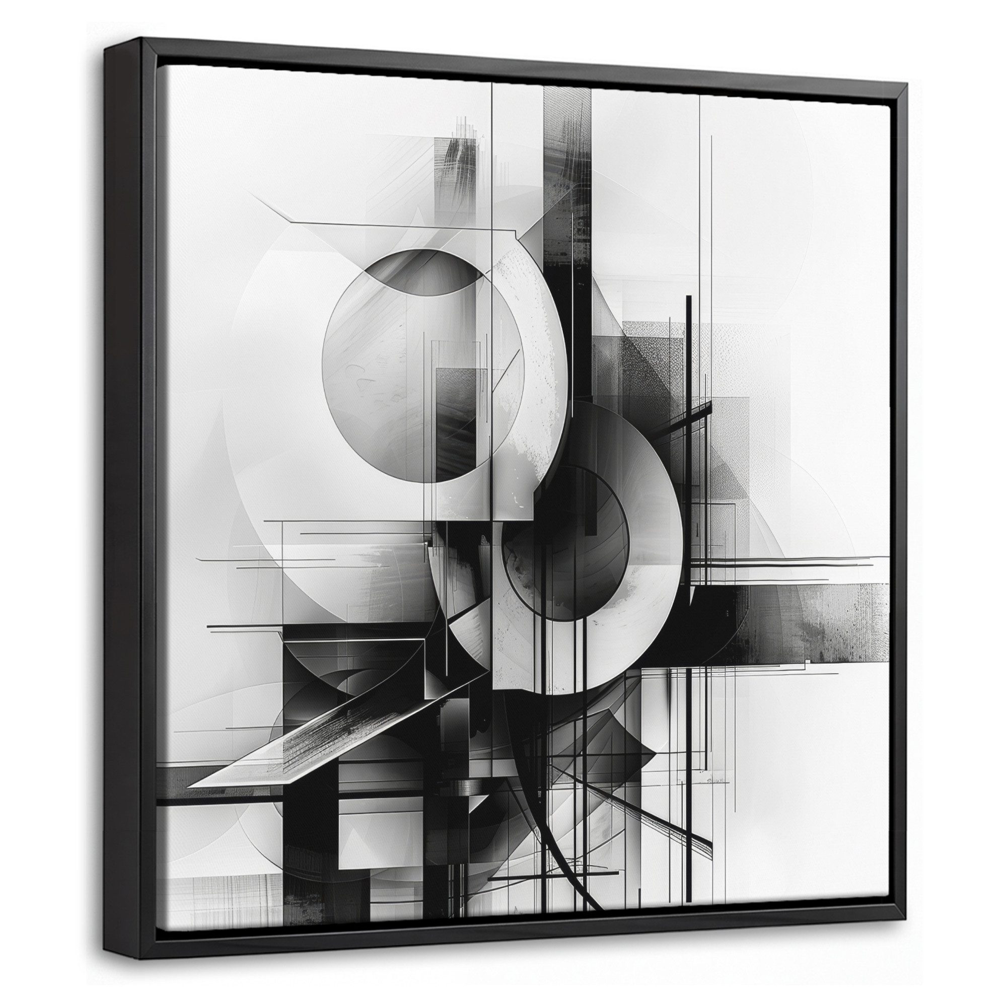 OneMillionCanvasses® Leinwandbild mit Rahmen - Abstrakt - Kunst - Modern - Schwarz und weiß, Fotodruck (1 St), Leinwand Bilder Klein, Wand Dekoration Aesthetic 20x20cm