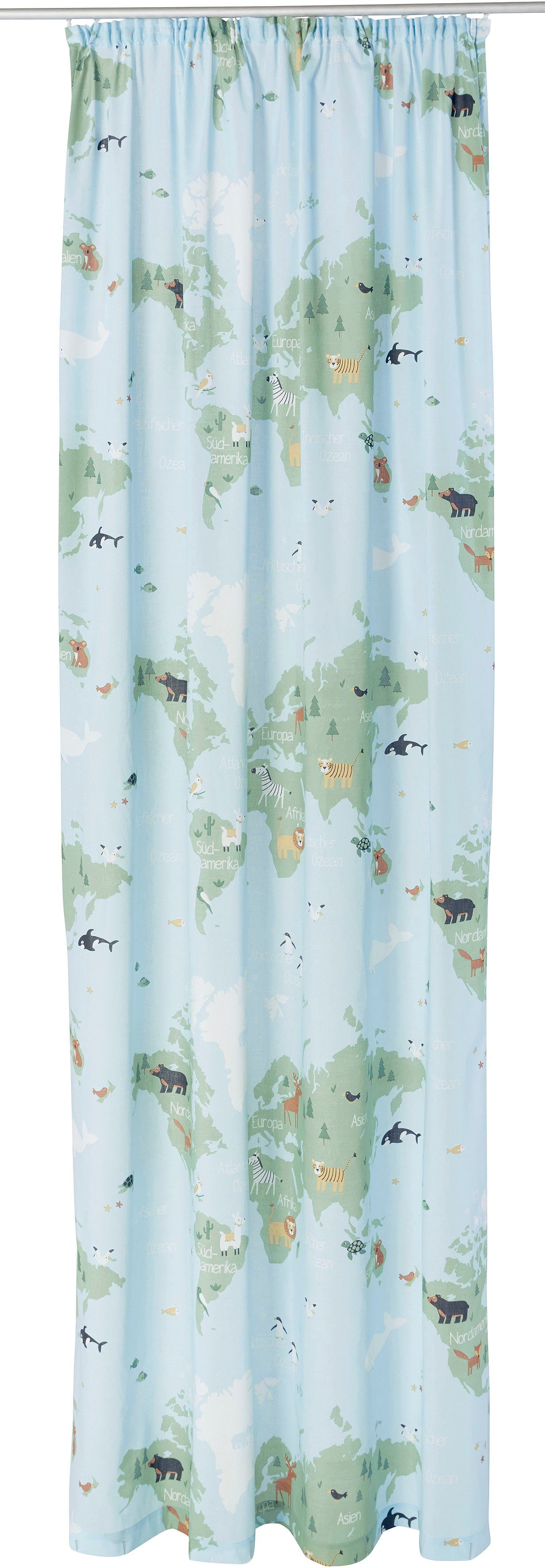 my home Vorhang Weltkarte, Kräuselband (1 günstig online kaufen