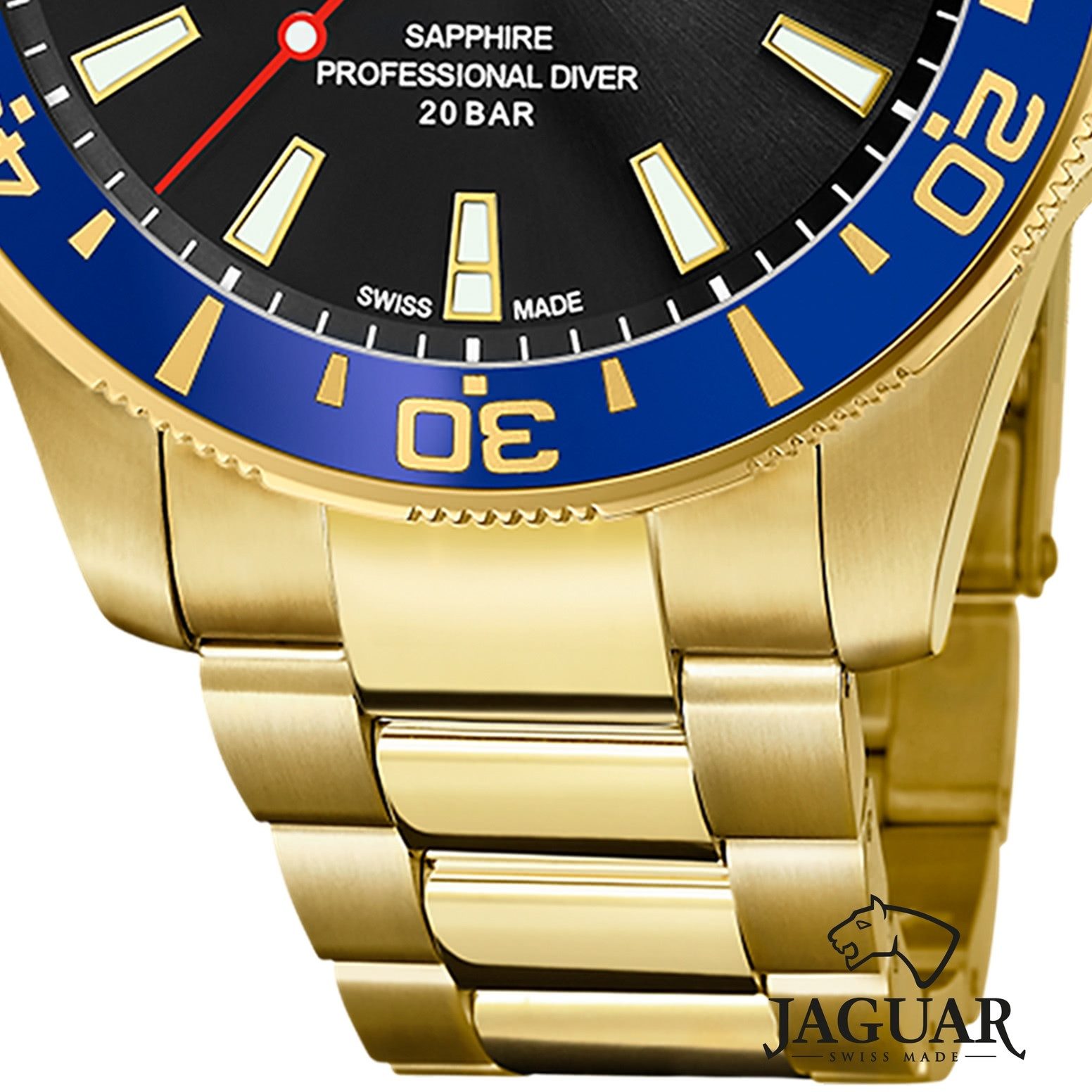 JAGUAR Quarzuhr Jaguar Herren Armbanduhr Executive Analog, (Analoguhr), Herrenuhr rund, groß (ca. 43mm) Edelstahlarmband, Sport-Style