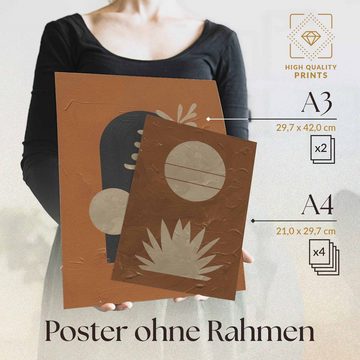 Heimlich Poster Set als Wohnzimmer Deko, Bilder DINA3 & DINA4, Atelier Modern, Abstrakt