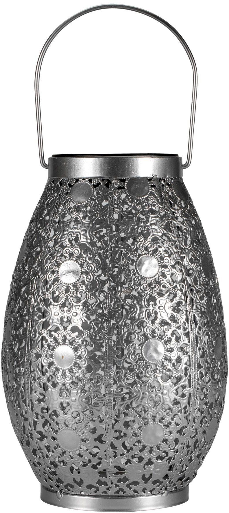 Pauleen LED Laterne Sunshine Tempation klein Solarlaterne Silber/Metall, LED fest integriert, Warmweiß, Solar