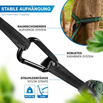 Nordmut Hängematte Outdoor [mit Befestigungs-Set] Camping Hängematte, aus Nylon Fallschirmseide, max. Belastbarkeit 300 kg