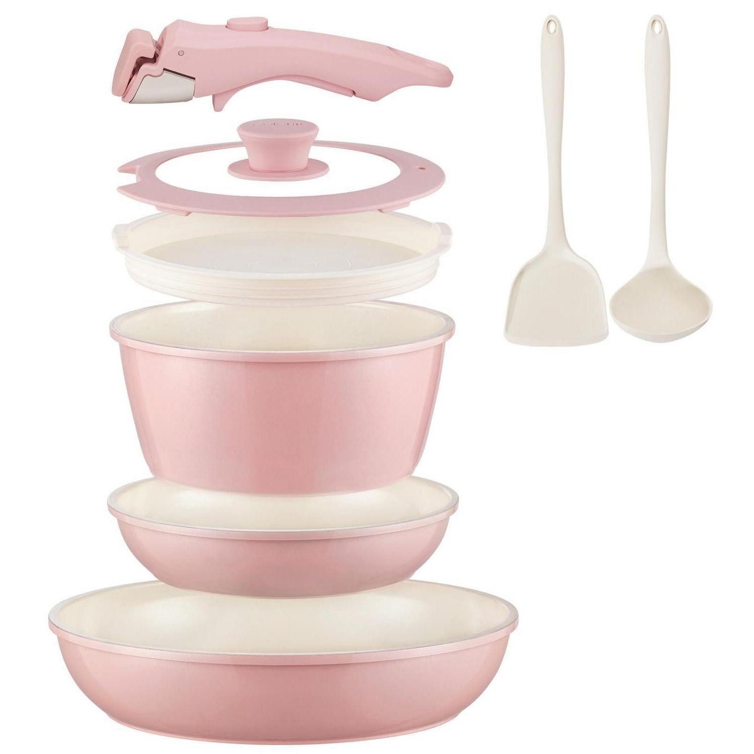 LuxusKollektion Pfannen-Set Keramik Topfset 8-teilig Rosa