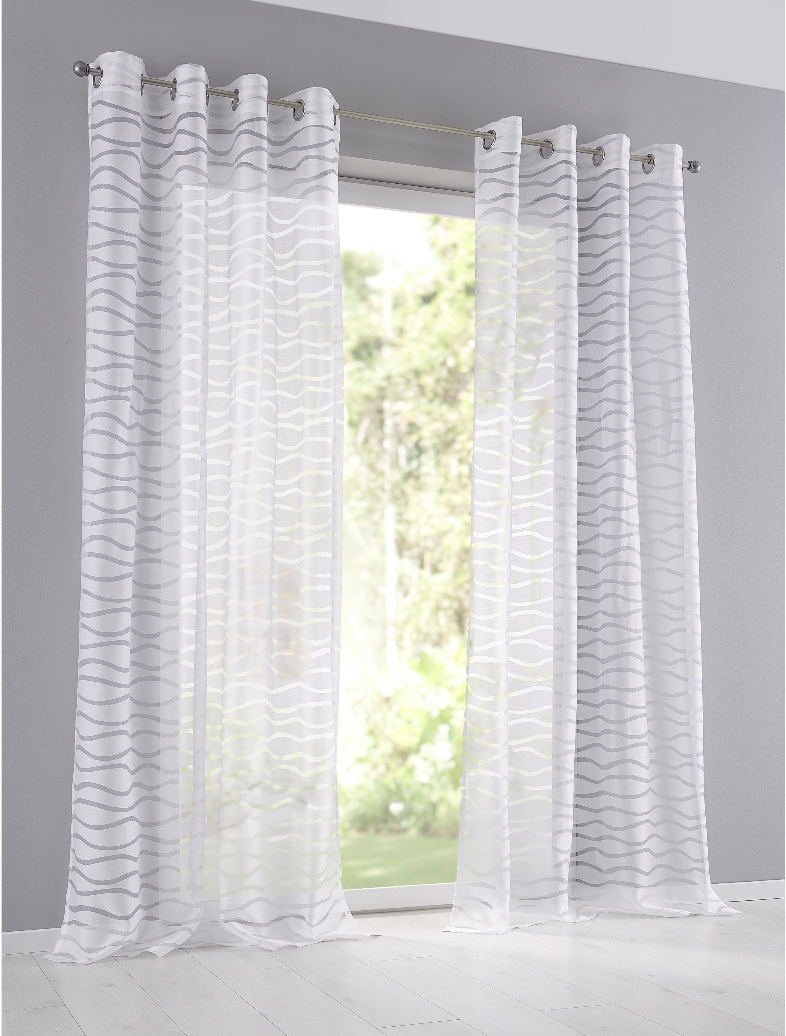 Vorhang Enya, Kutti, Ösen (1 St), halbtransparent, Ausbrenner, modernes Design | Fertiggardinen