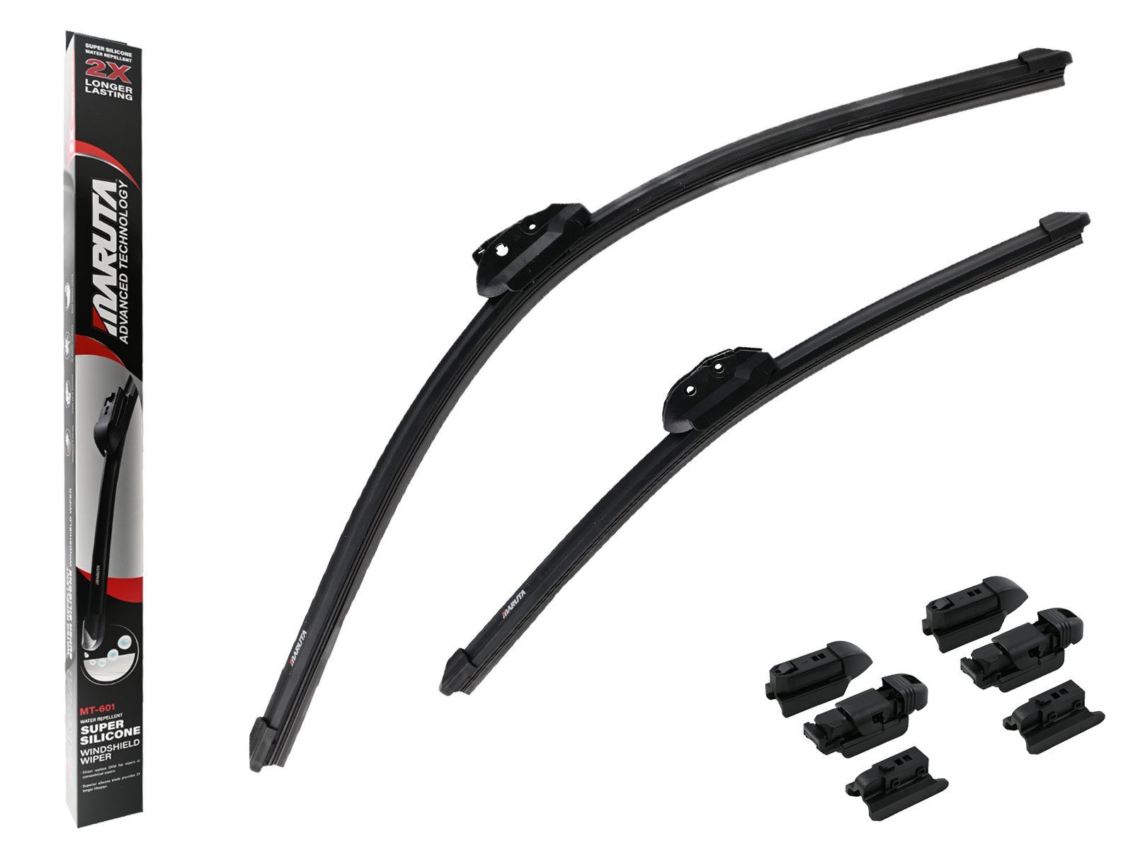 MARUTA Scheibenwischblätter FLAT WIPER SILICONE - Cross Platform, Frontscheibe, (Lotus Perl-Effekt Scheibenwischer SET 550mm / 450mm, universal, vorne, 550 mm - 450 mm), Lotus Perl-Effekt Scheibenwischer SET 550mm / 450mm, universal, vorne