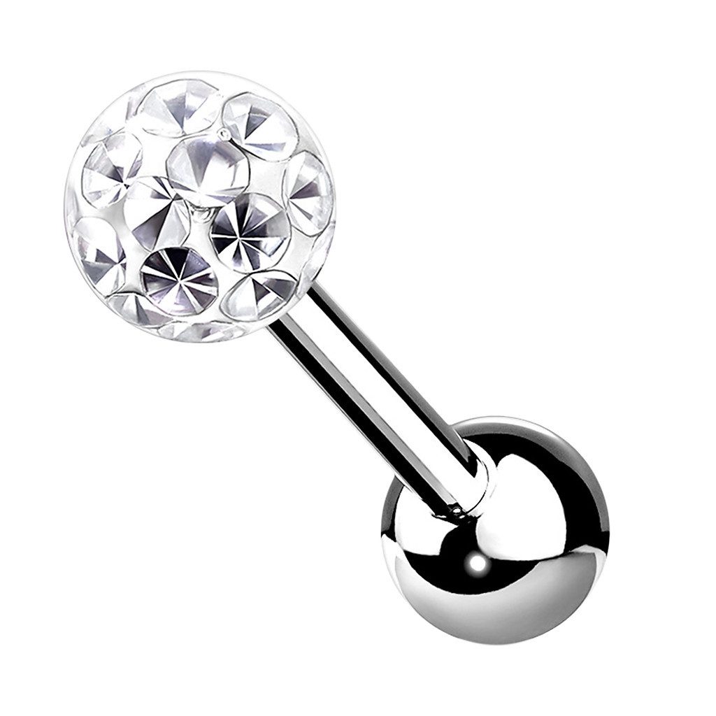 Taffstyle Piercing-Set Tragus Epoxy beschichtet Kristall Silber Clear 1,2mm günstig online kaufen