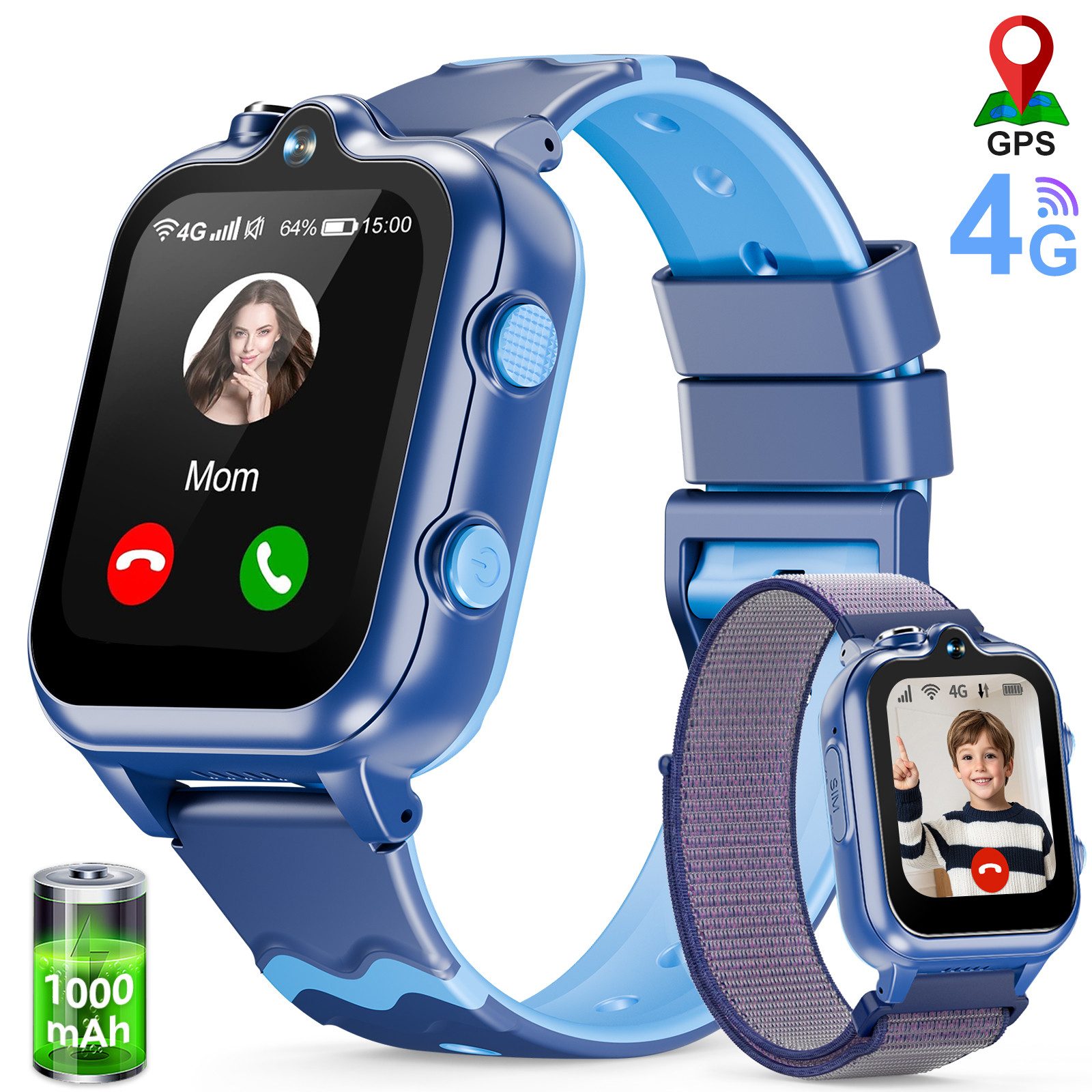 Ralio 2025 Neue Smartwatch Kinder mit GPS, 2 Kameras, 4G Telefonfunktionen Smartwatch (GPS Tracker mit SOS-Schulmodell,Schulmodus,Videoanrufen Kinderuhr cm/1,69 Zoll), Geeignet für Jungen und Mädchen im Alter von 5-16 Jahren