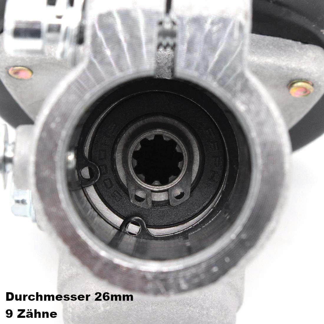 Trade-Shop Motorsensenmesser Getriebekopf für Fuxtec FX-MS152 FX-MT252ER FX-MS162 Motorsense (1-St), Ausführung: 9-Zahn Antriebswelle / Gewinde: M10 x 1,25 (links)