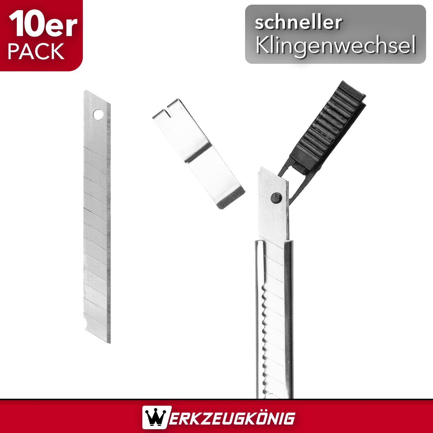 Werkzeugkönig Cuttermesser 9mm + Ersatzklingen, (10-tlg), günstig online kaufen