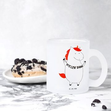 Mr. & Mrs. Panda Teeglas Einhorn Dankeschön - Transparent - Geschenk, Tasse mit Henkel, Einhör, Premium Glas, Liebevolles Design