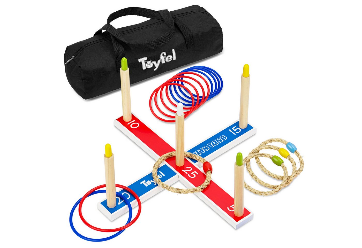 Toyfel Spiel Ringwurfspiel Kinder Outdoor Mitty Toss, Wurfspiel Kinder Outdoor & Indoor Ringe werfen