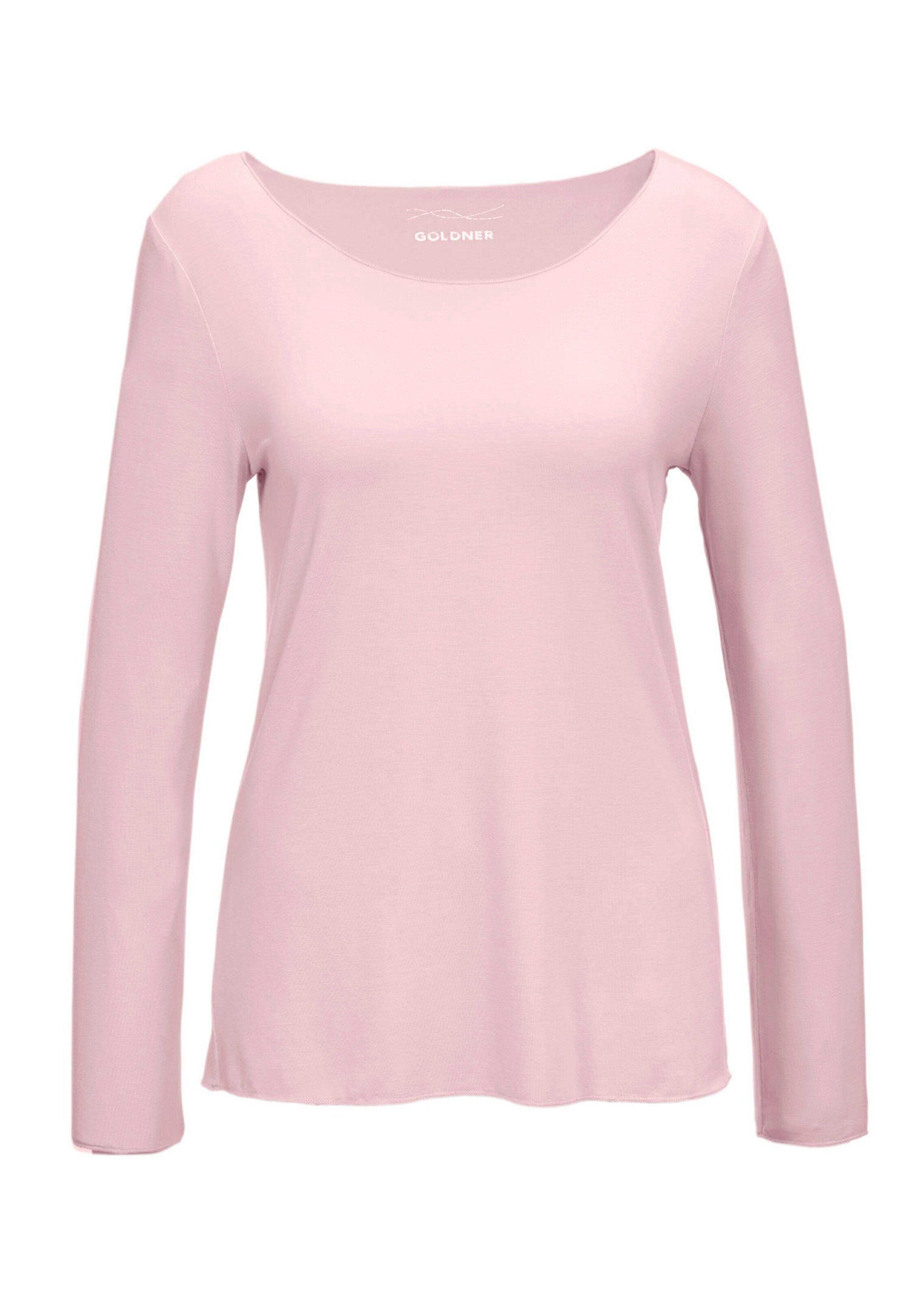 Langarmshirt Kurzgröße: Langarmshirt mit tonaler Zierkante