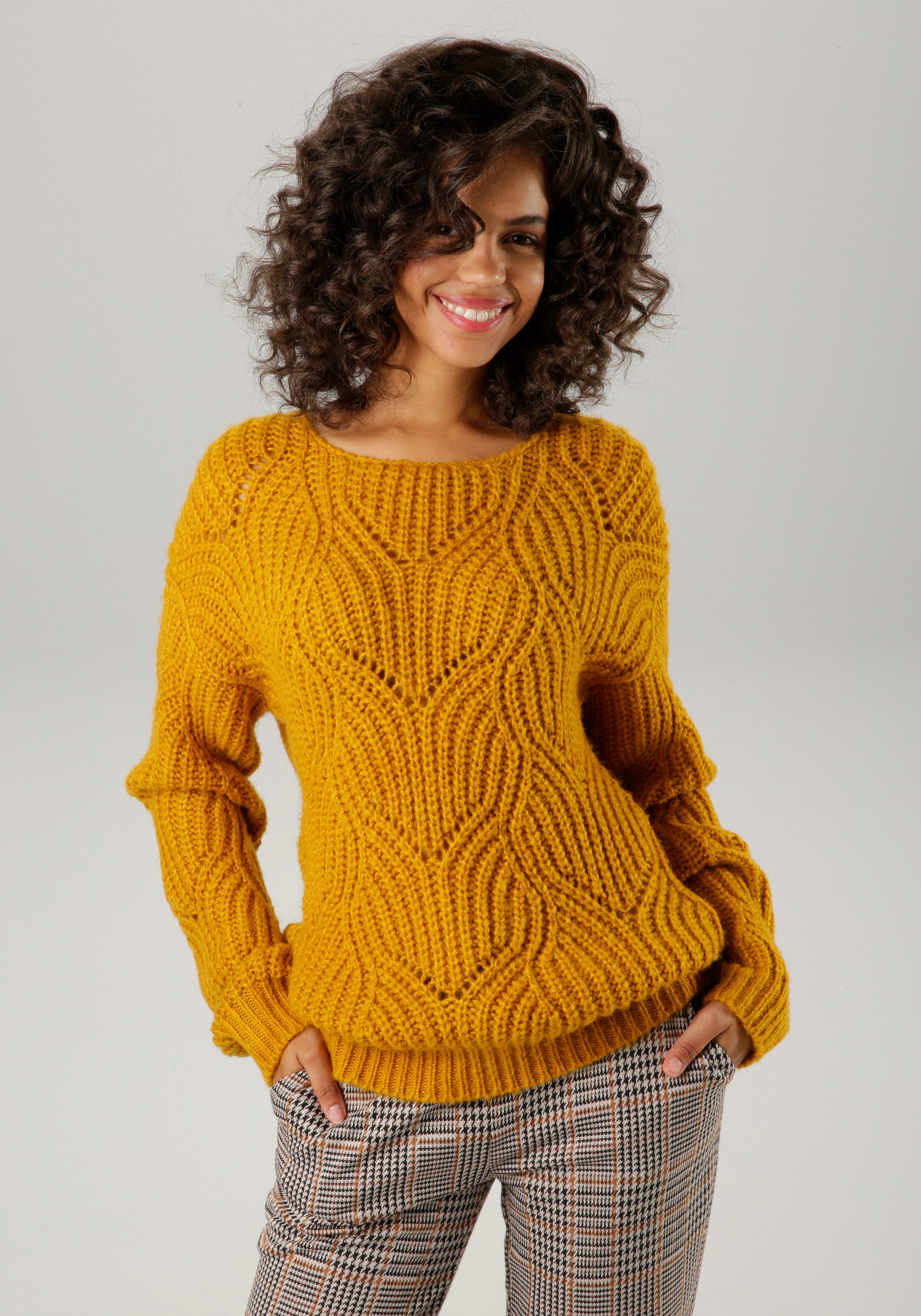 Aniston CASUAL Strickpullover im dezenten, extravaganten Ajour-Strick-Muster