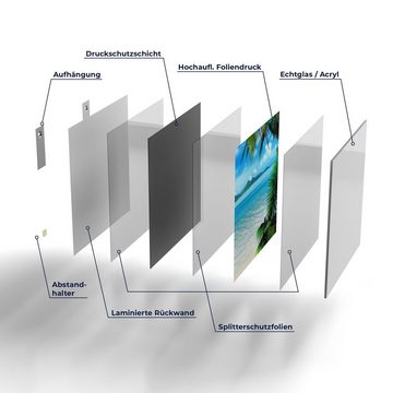 DEQORI Glasbild 'Einsamer Palmenstrand', 'Einsamer Palmenstrand', Glas Wandbild Bild schwebend modern