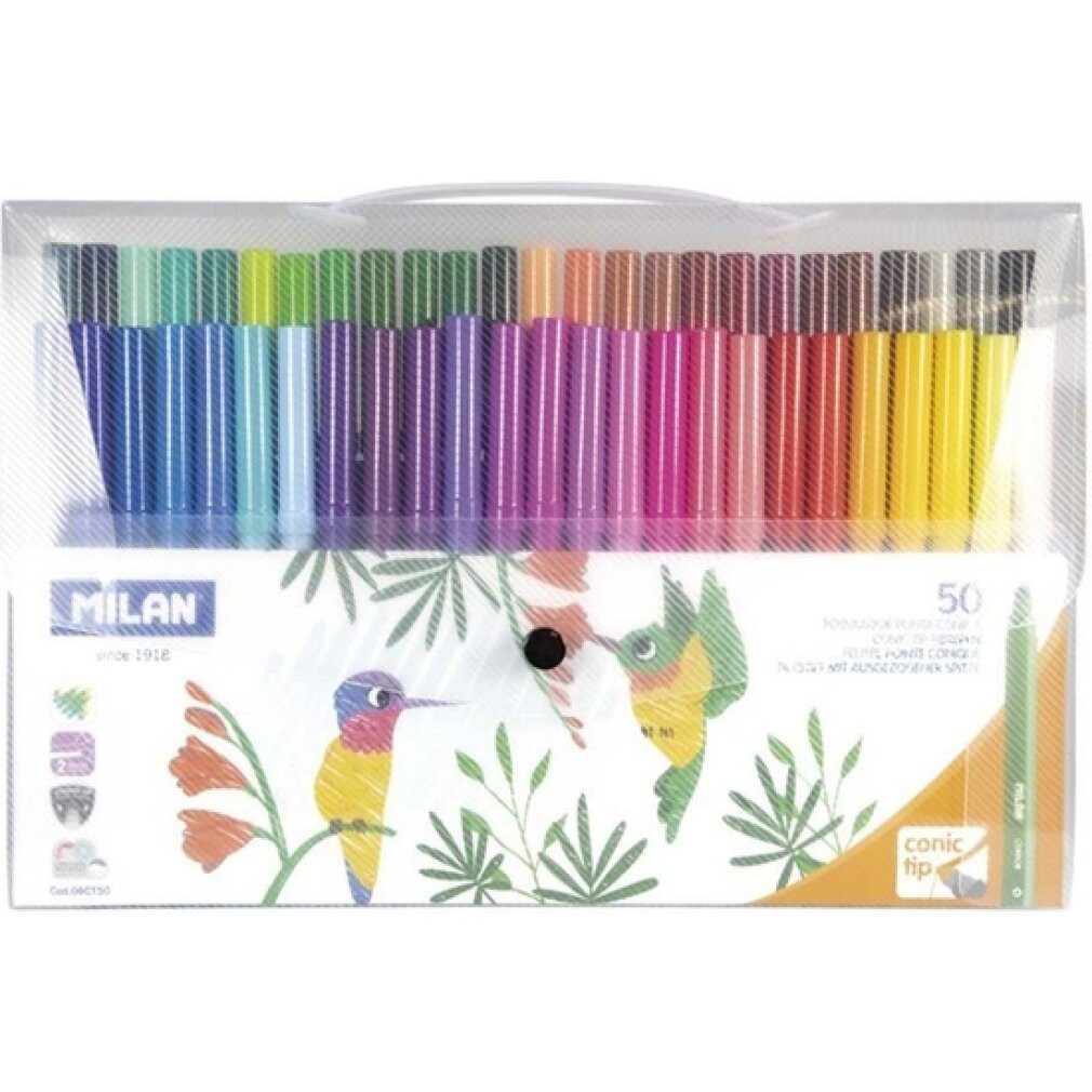 milan Buntstift SCHACHTEL MIT 50 FARBIGEN FILZSTIFTEN 31X20 O