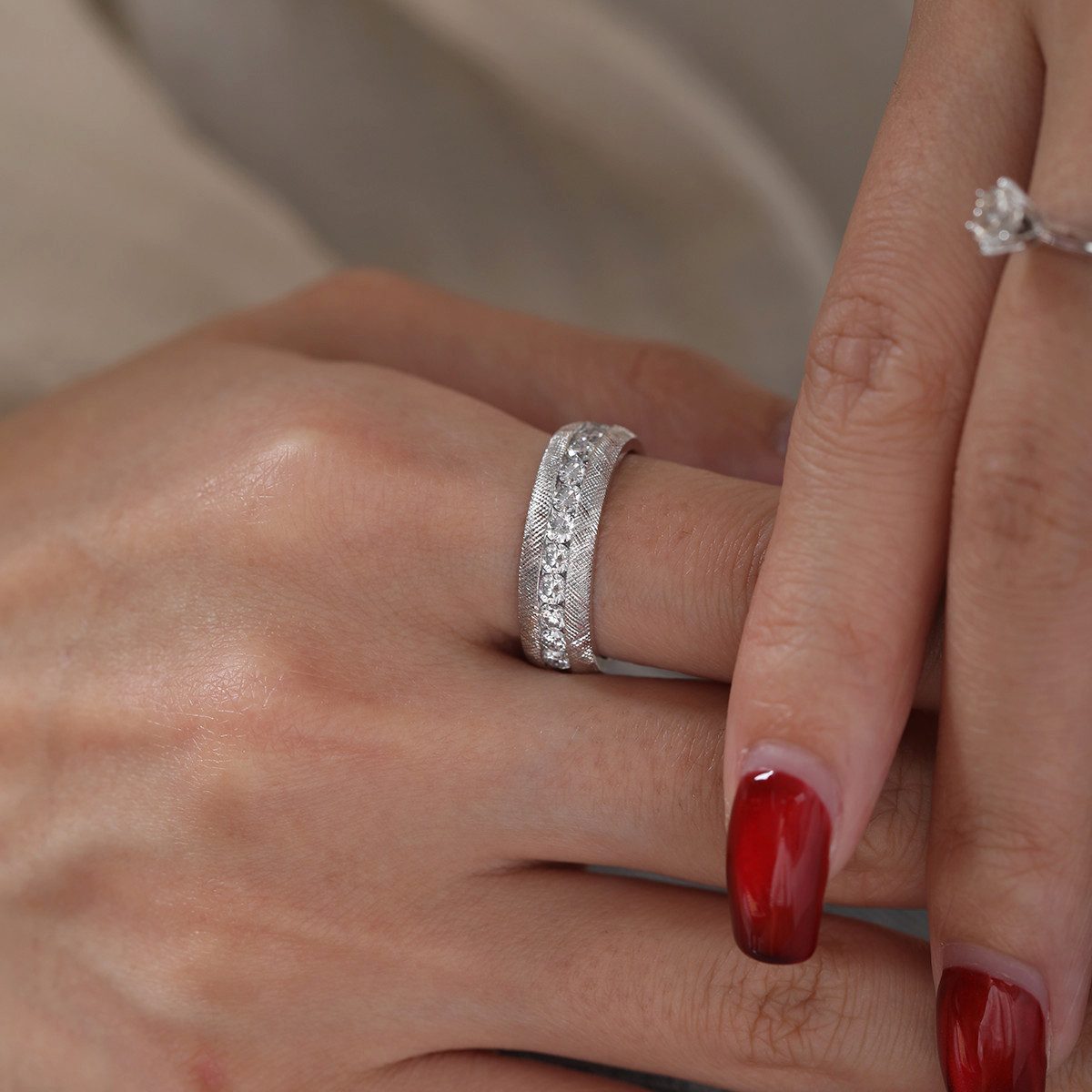 Jumpeak Diamantring D/E VVS/VS, Herren-Diamantring,14K Weißgold-Diamantring,Trauring, Diamond,Verlobungsring,Geschenk für Ehemann,Kommunion Geschenk Junge