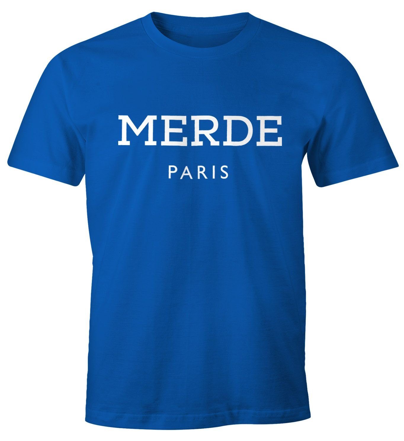 MoonWorks Print-Shirt Merde Paris Herren T-Shirt Fun-Shirt Moonworks® mit Print blau