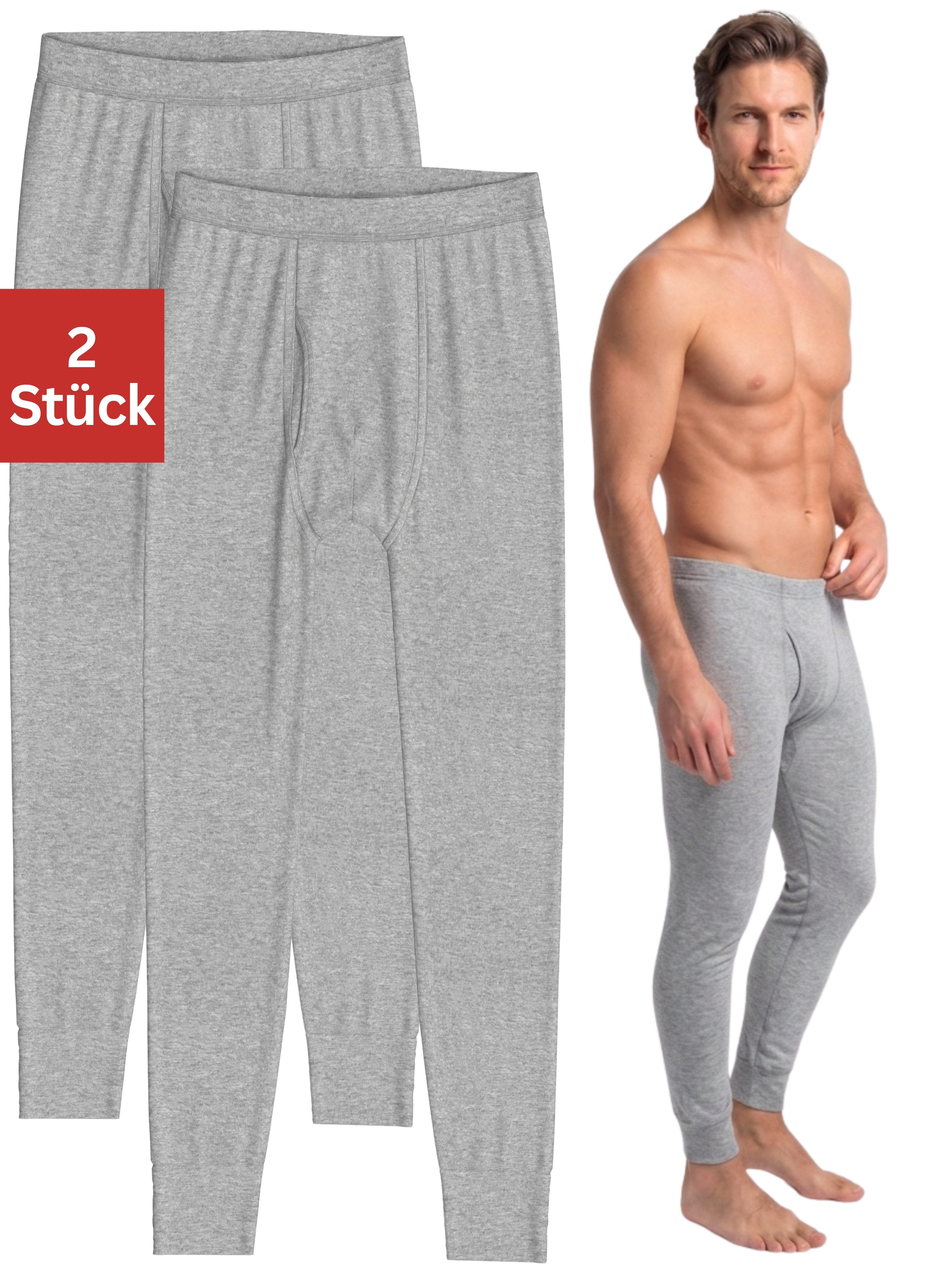 MEDOLY Thermounterhose Lange Unterhose aus leichter Baumwolle, Long John (2 Stück) mit praktischen Eingriff