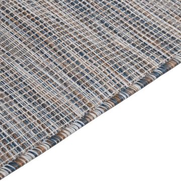 Teppich Outdoor-Flachgewebe 140x200 cm Braun und Blau, furnicato, Rechteckig