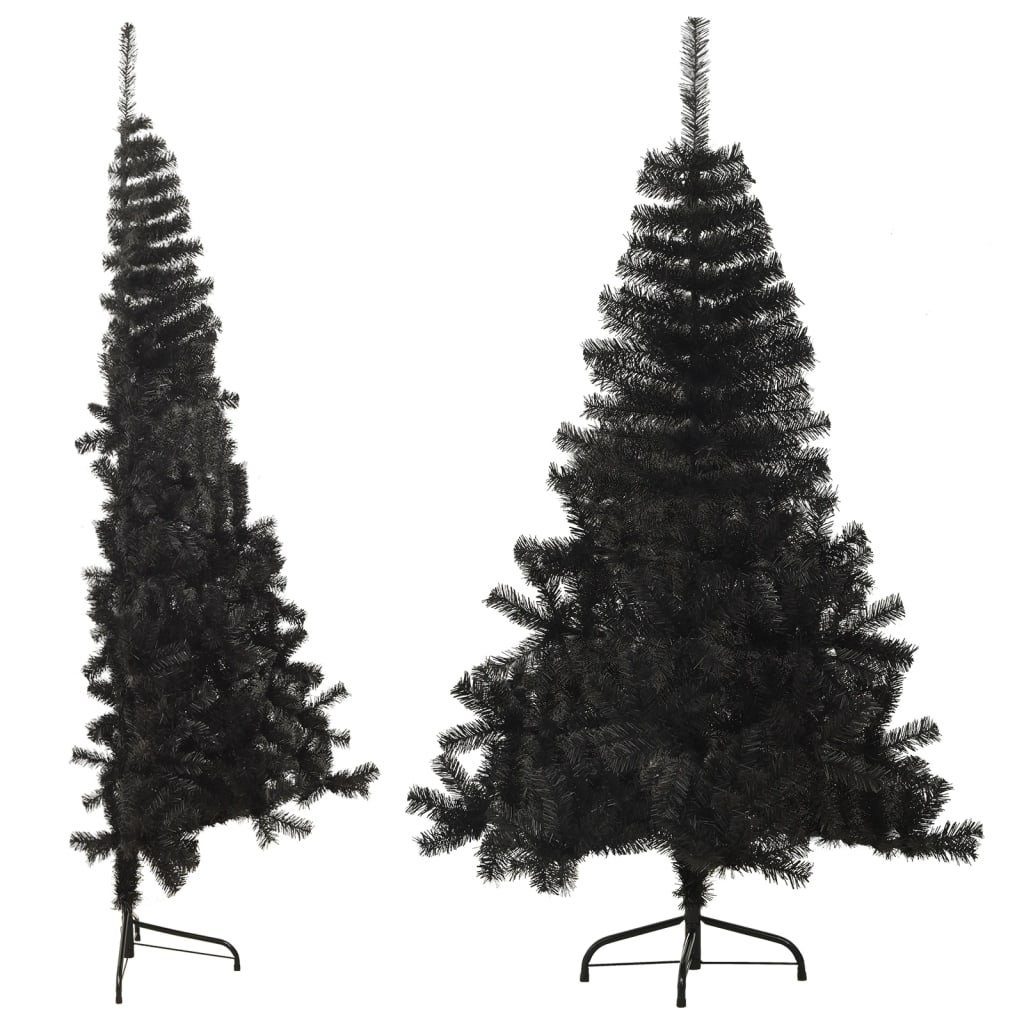 furnicato Künstlicher Weihnachtsbaum Künstlicher Halb-Weihnachtsbaum mit Ständer Schwarz 150 cm PVC