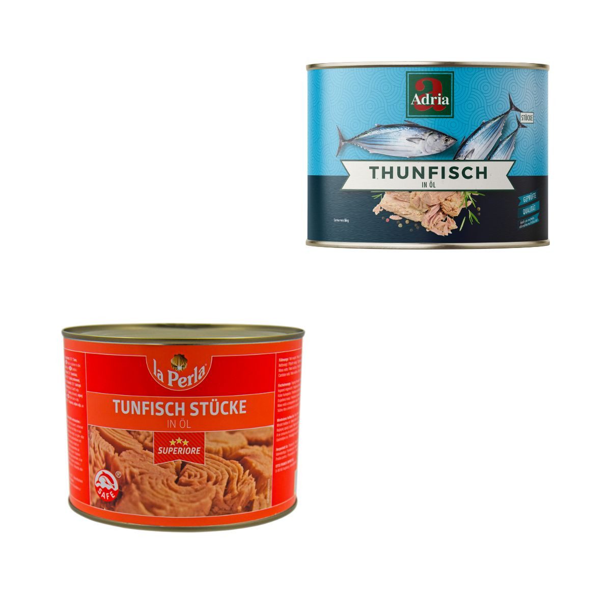 La Perla Fischkonserve, La Perla oder Adria Thunfisch Stücke in Öl eingelegt saftig zart 1705g