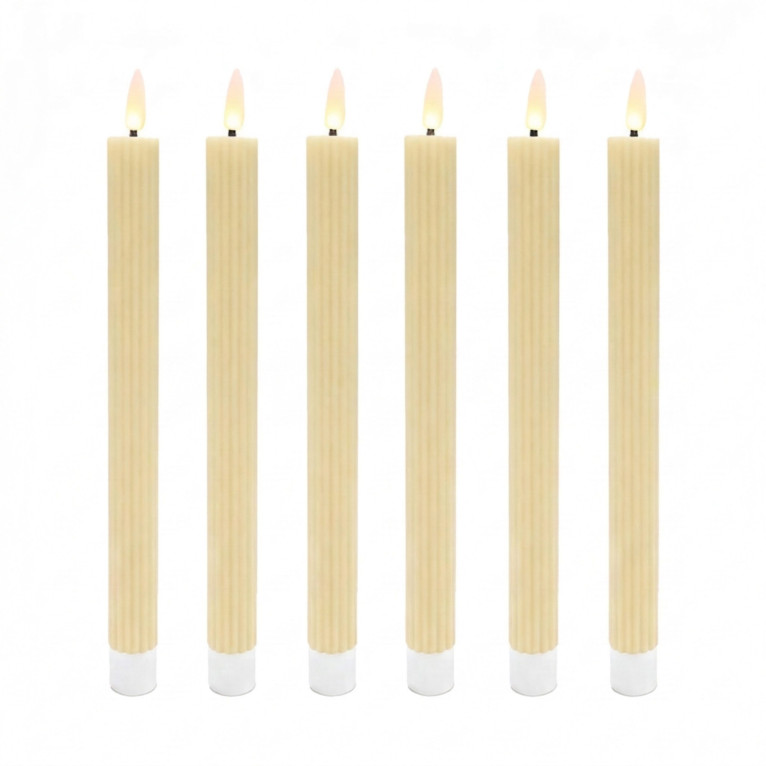 relaxdays LED-Kerze LED Stabkerzen 6er Set, Beige