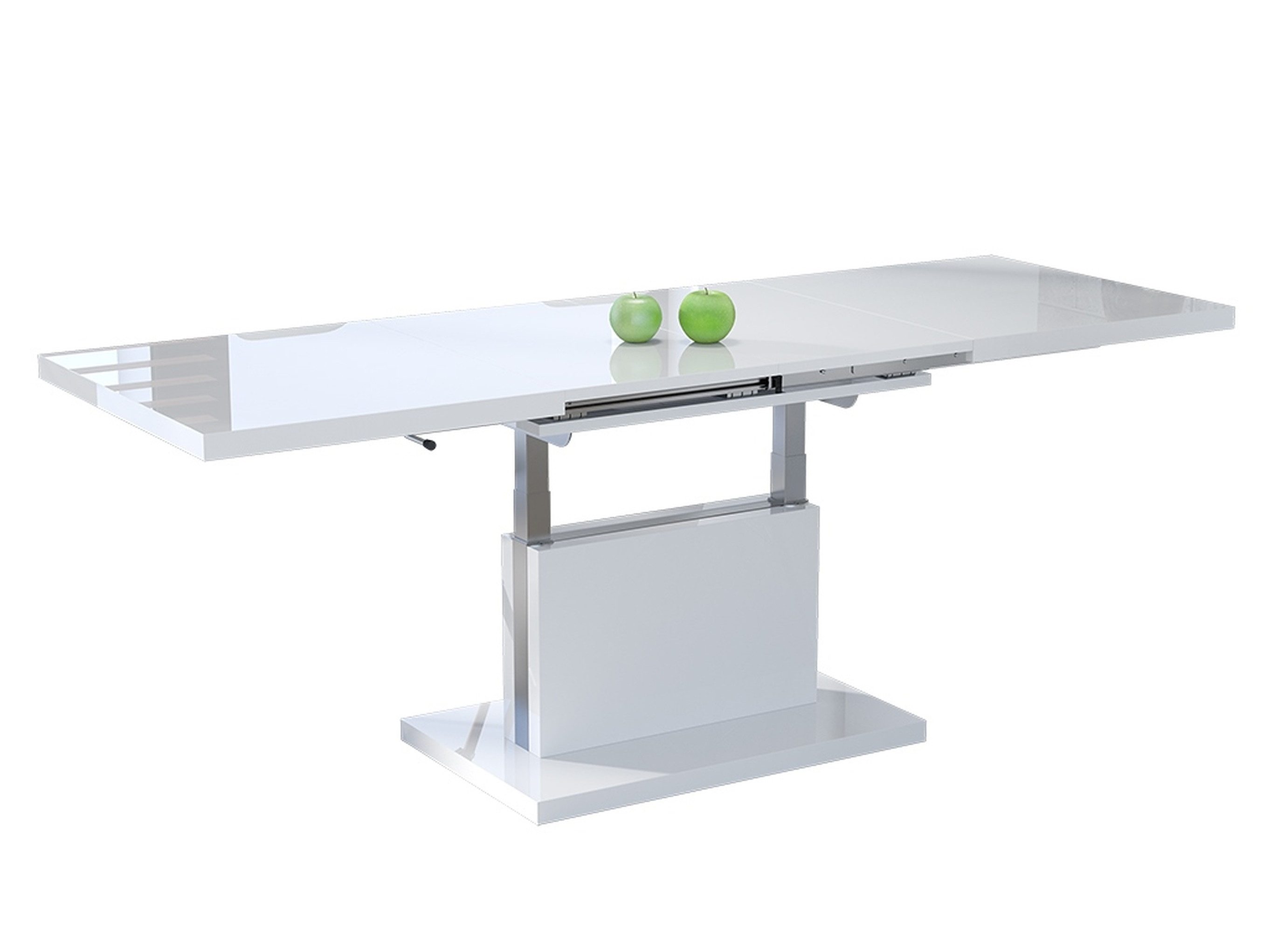 Mazzoni Couchtisch Aston Weiß Hochglanz stufenlos höhenverstellbar ausziehb günstig online kaufen