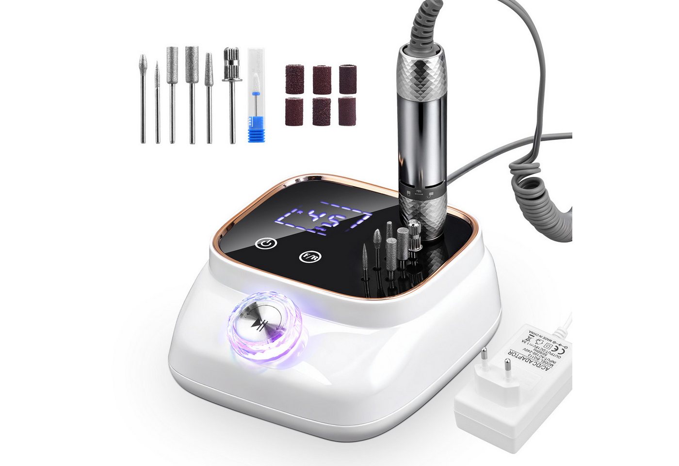 HS Onsing Maniküre-Pediküre-Set 45000RPM Professionell Nagelfräser,Fräser für Gelnägel, mit LCD-Display, für Acrylnägel,Bit-Lock Design, für den Heimgebrauch und Nagelstudios