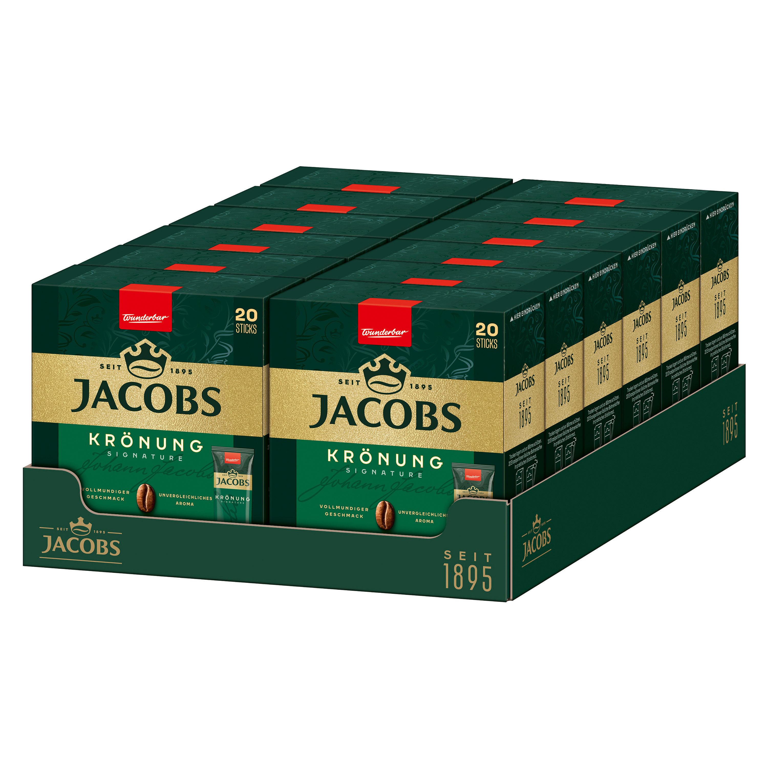 JACOBS Kaffee Löskaffee Typ Krönung 12 x 20 Getränke Sticks, (Packung, 12er Pack)