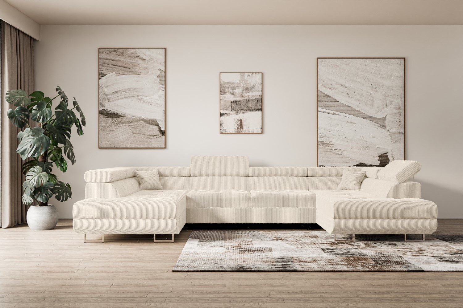 ALTDECOR Wohnlandschaft GUSA-U, Couch mit Schlaffunktion, Wohnzimmer - Ecksofa, Corner Sofa Bett Eckcouch Couch L-Form Schlafcouch Ausziehbar