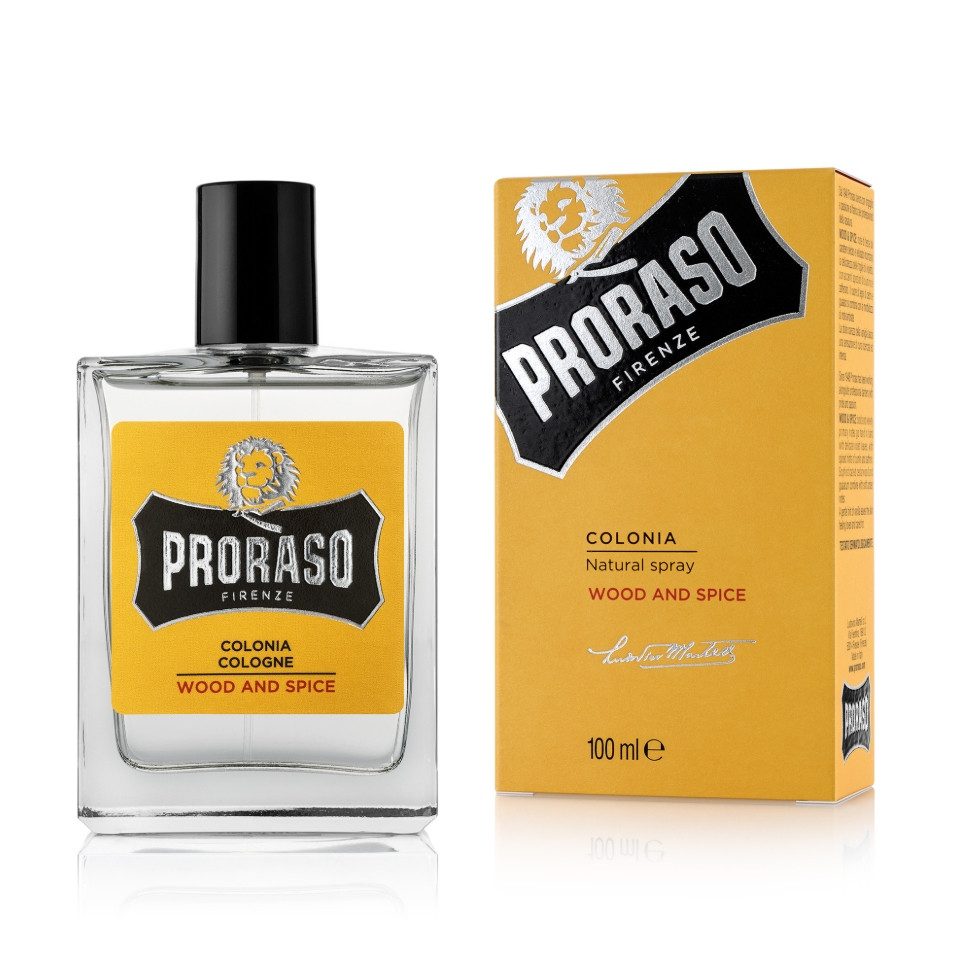 PRORASO Eau de Cologne Wood & Spice - 100 ml, Holzig-würziger Herrenduft mit Sandelholz & Vanille