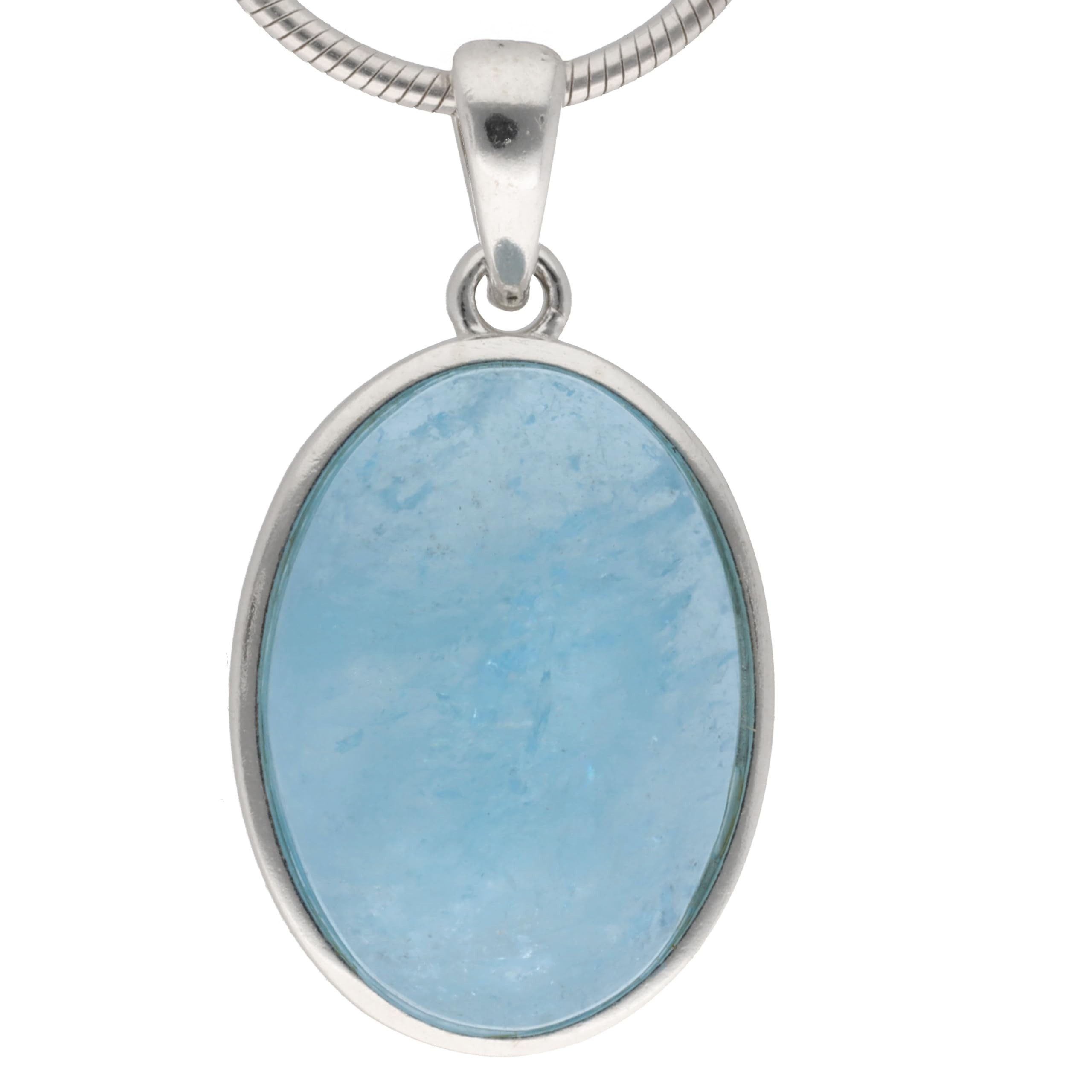 Lebensquelle Plus Kettenanhänger Aquamarin Anhänger (oval) in Silber gefasst