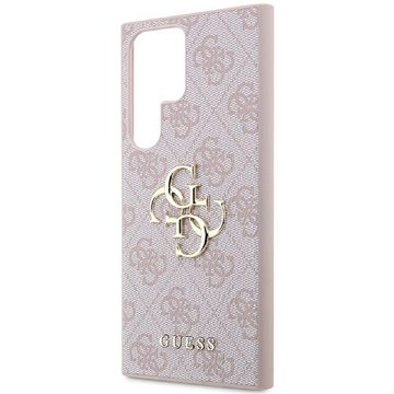 Guess Handyhülle Case Galaxy S24 Ultra rosa Muster Big Logo goldfarben 6,8 Zoll, Kantenschutz