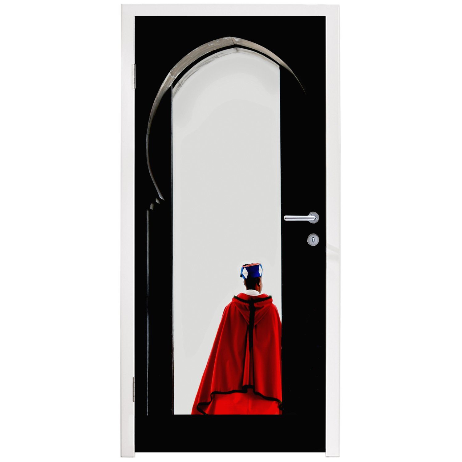 MuchoWow Türtapete Matt, Mann St), für Tür, Tür - - Türaufkleber, bedruckt, Rot Fototapete (1 - Schwarz, 75x205 cm